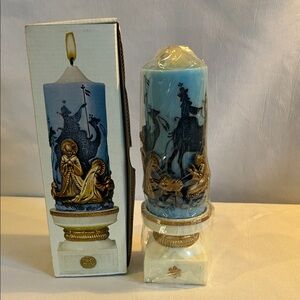 NEW vintage Jasco Christmas adoration pillar candle 3D nativity scene holiday